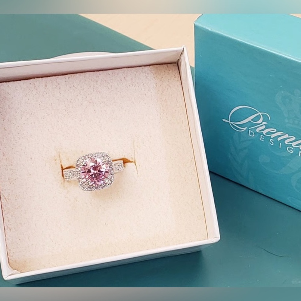 Premier Designs Pink and Silver Ring with Elegant Accents
